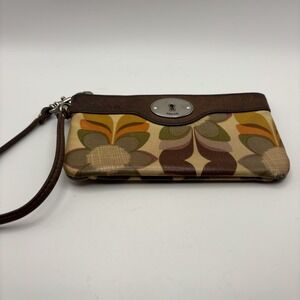 VtgFossil Key-Per Wristlet Wallet Flower Power Print Coated Canvas Boho 70s 80s